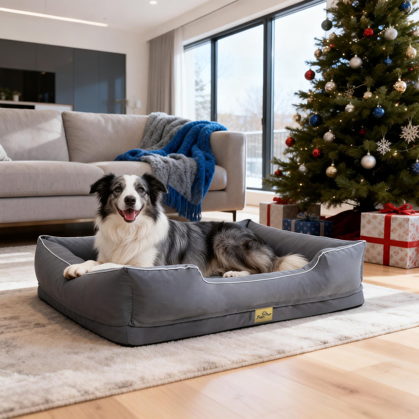 (Summer type)Orthopedic Dog Bed Bolster Sofa Pet Couch with High Density Foam Base, Removable Washable Oxford Cloth Cover, Anti-Slip Cuddler Mattress