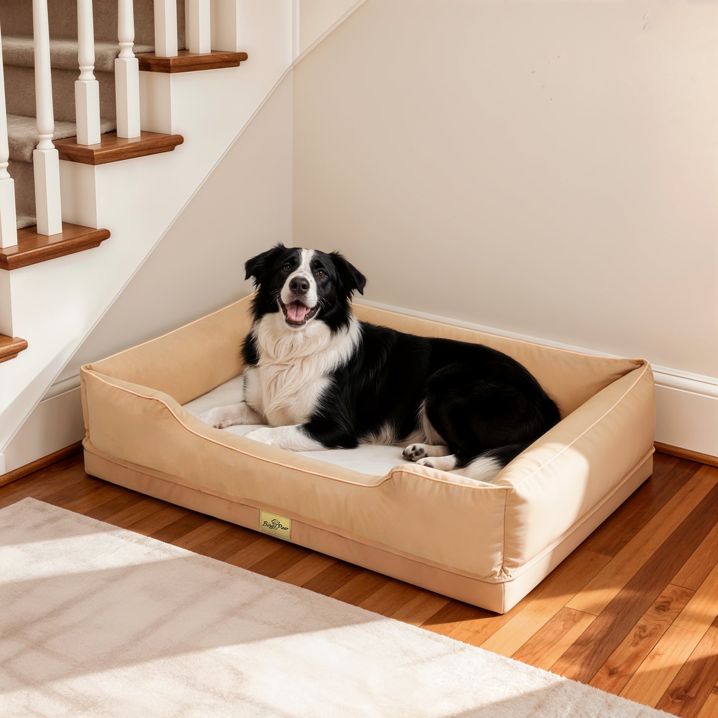 Orthopedic Dog Bed Bolster Sofa Pet Couch with High Density Foam Base, Removable Washable Suede Cover, Anti-Slip Cuddler Mattress