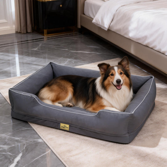 (Summer type)Orthopedic Dog Bed Bolster Sofa Pet Couch with High Density Foam Base, Removable Washable Oxford Cloth Cover, Anti-Slip Cuddler Mattress