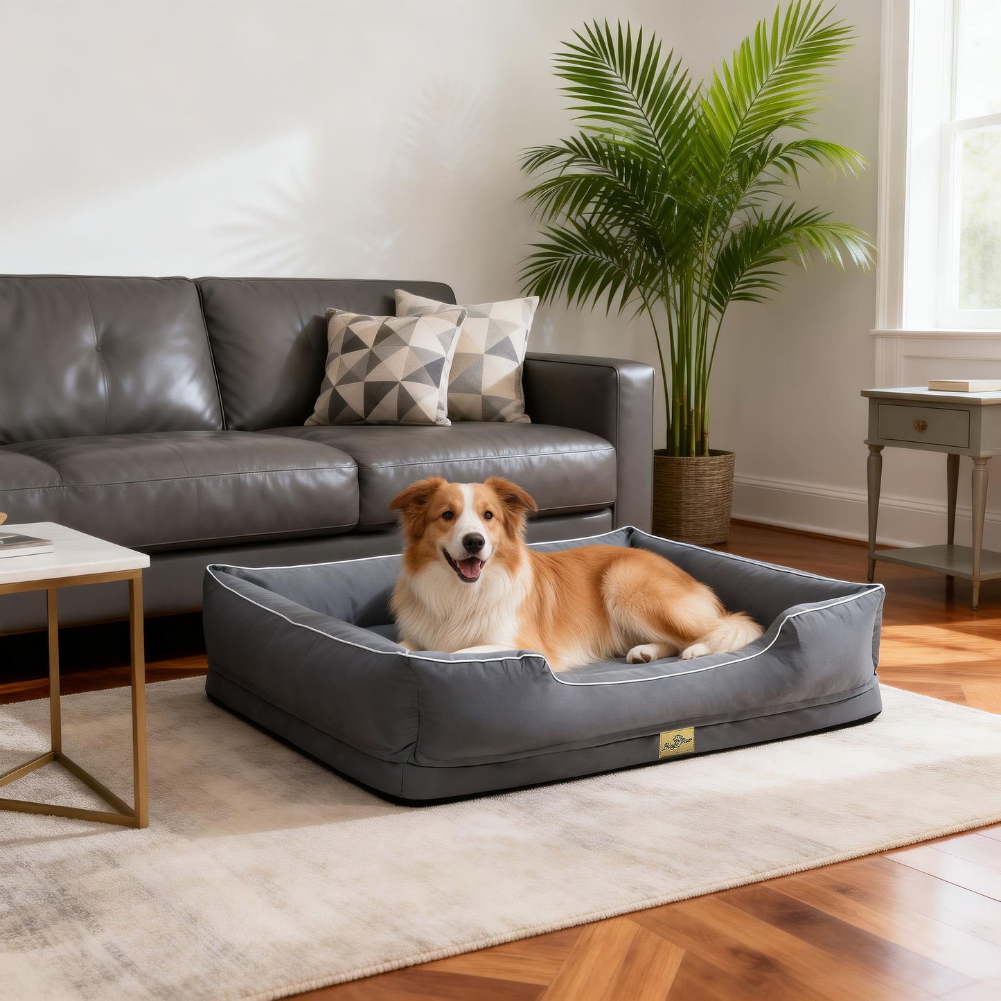 (Summer type)Orthopedic Dog Bed Bolster Sofa Pet Couch with High Density Foam Base, Removable Washable Oxford Cloth Cover, Anti-Slip Cuddler Mattress