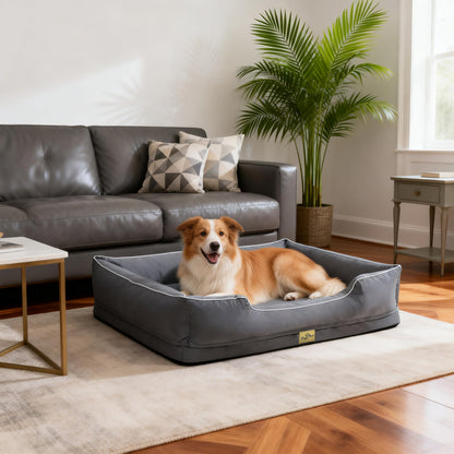 (Summer type)Orthopedic Dog Bed Bolster Sofa Pet Couch with High Density Foam Base, Removable Washable Oxford Cloth Cover, Anti-Slip Cuddler Mattress