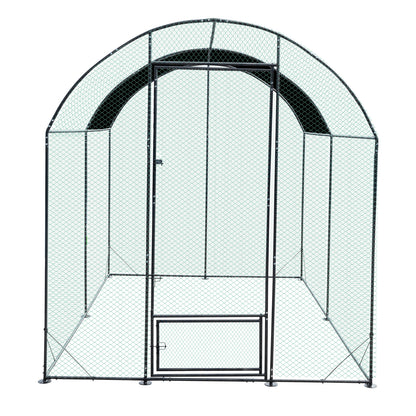 Walk in Chicken Coop Run, Large Metal Chicken Coop with Roof Cover, Outdoor Chicken Pens with Top, Heavy Duty Steel Poultry Enclosure for Backyard Farm