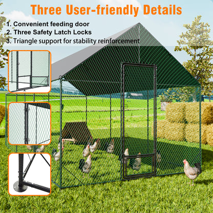 2025 Upgraded Chicken Coop Outdoor Poultry Cage with Oxford Cover High Entrance