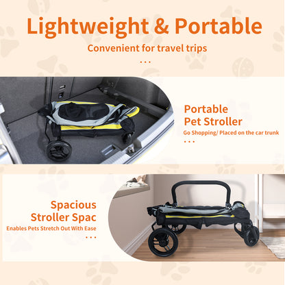 Pet Travel Stroller: 2 in 1 Dog Stroller Pushchair Car Seat Travel Carrier w/ Detachable Handle Convertible Pet Booter Seat for Small Dogs and Cats