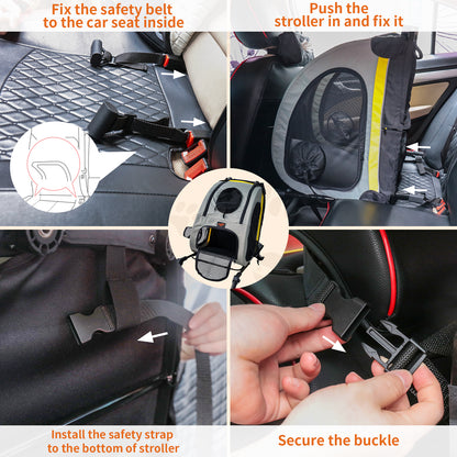 Pet Travel Stroller: 2 in 1 Dog Stroller Pushchair Car Seat Travel Carrier w/ Detachable Handle Convertible Pet Booter Seat for Small Dogs and Cats
