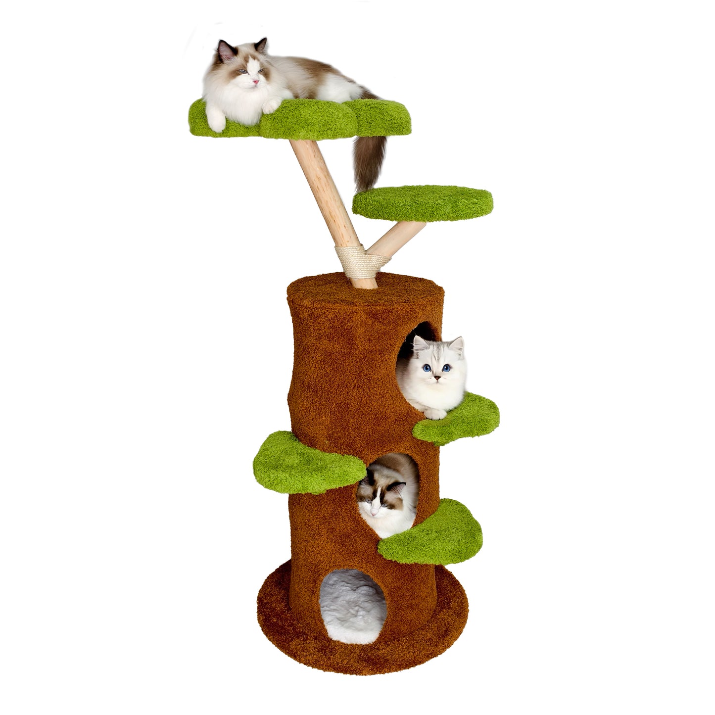 2025 Multi-Level Cat Tree, Large Cat Tower with Sturdy Wooden Frame, Sisal Rope Scratching Post, Modern Cat Condo for Indoor Cats