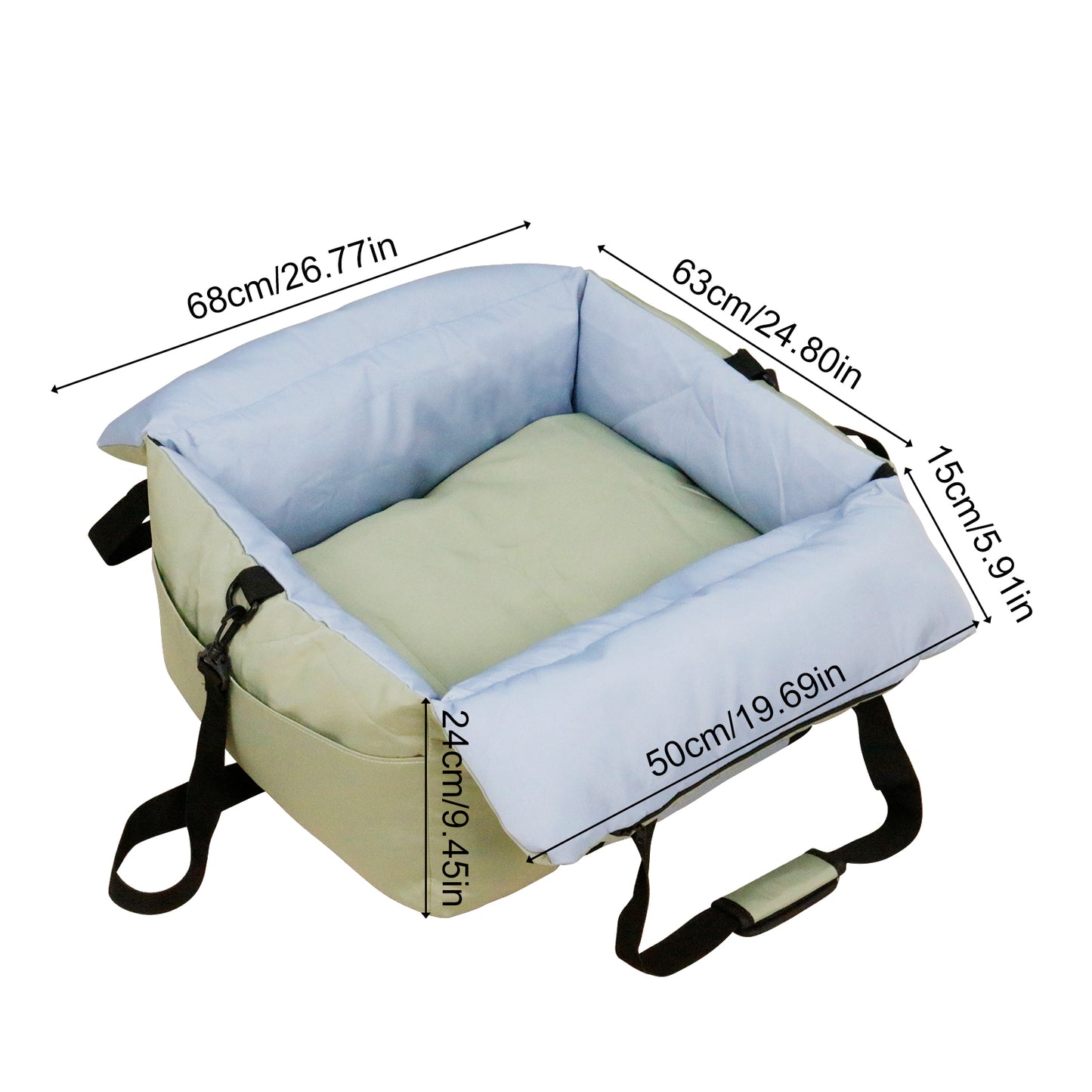Dog Car Seat for Small Dogs, Travel Carrier Bed with Cushion, Portable Dog Booster Seat for Car Front & Rear Seat, Washable Travel Car Bed