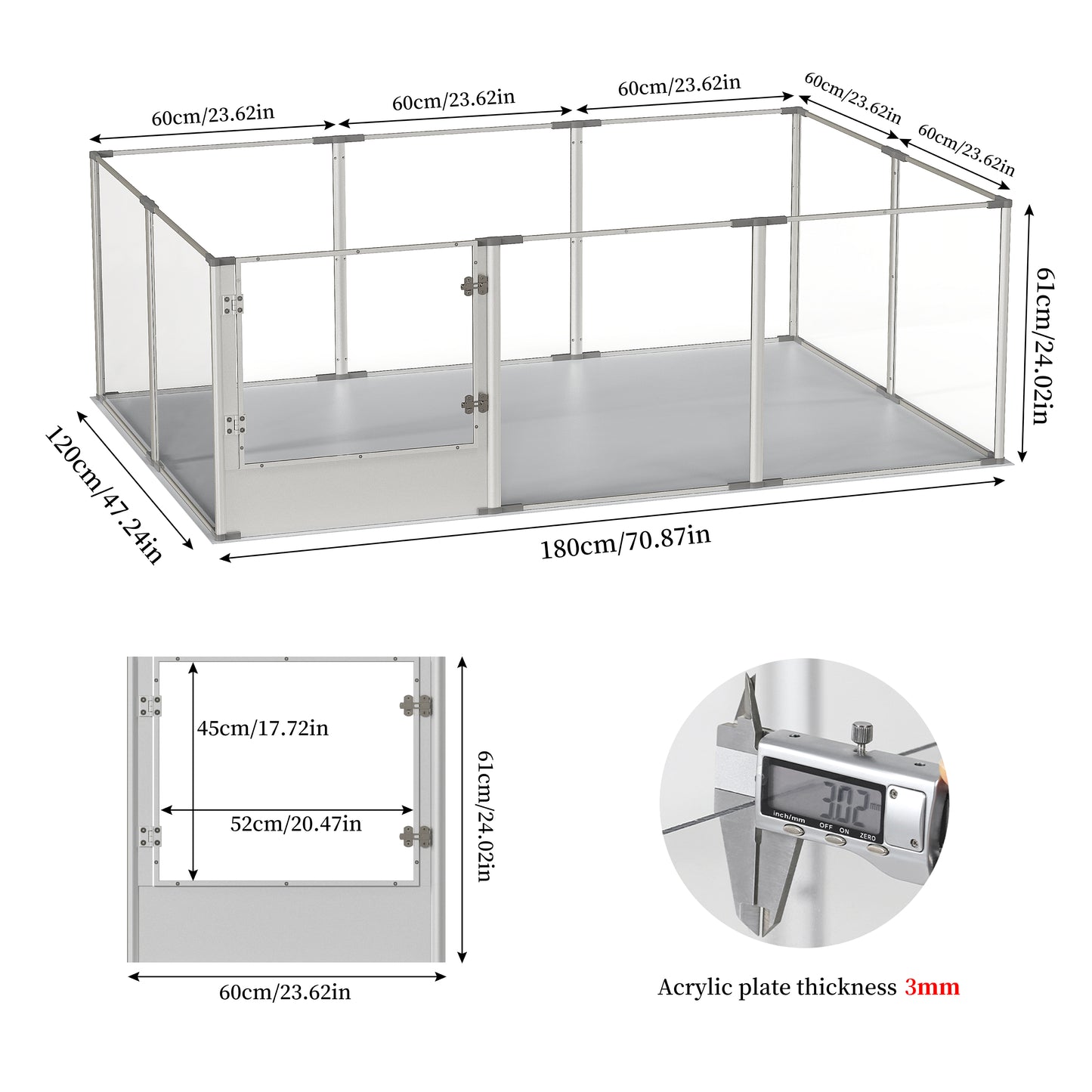 2025 Large Transparent Acrylic Pet Playpen for Living Room, Clear Acrylic Whelping Box for Dog Mom, 180x120x60cm