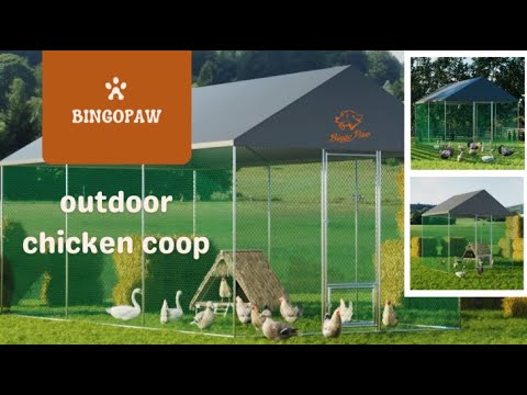 Large Chicken Coop Cage: Jumbo Large Galvanized Metal Chicken Coop Poultry Run Cage with Full Cover, High Walk-in Enclosure, Use for Outdoor Backyard