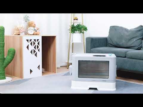 Enclosed Cat Litter Box Front Entry & Top Exit Toilet Boxes Litter Tray Drawer With Massager Litter Scoop for Kittens, Detachable Design