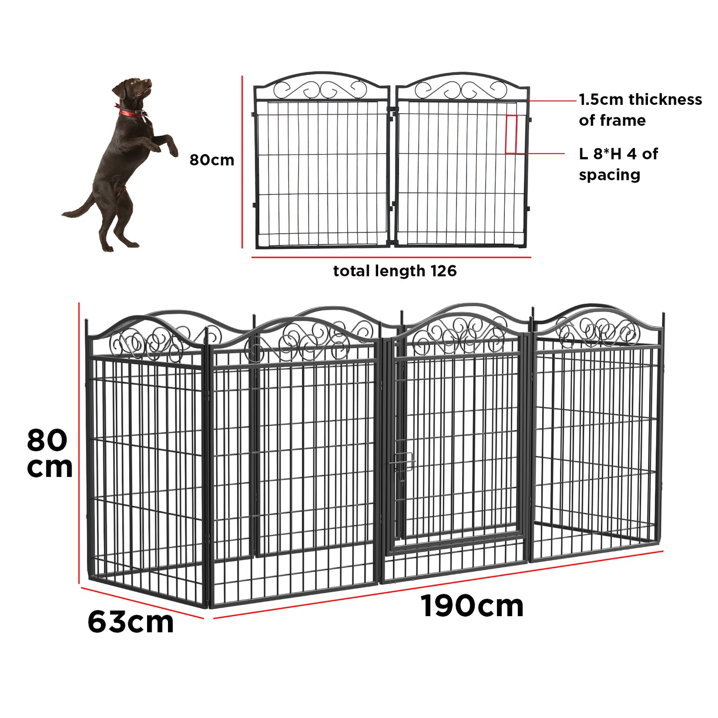 8pcs 32in Heavy Duty Dog Playpen Foldable Dog Exercise Fence