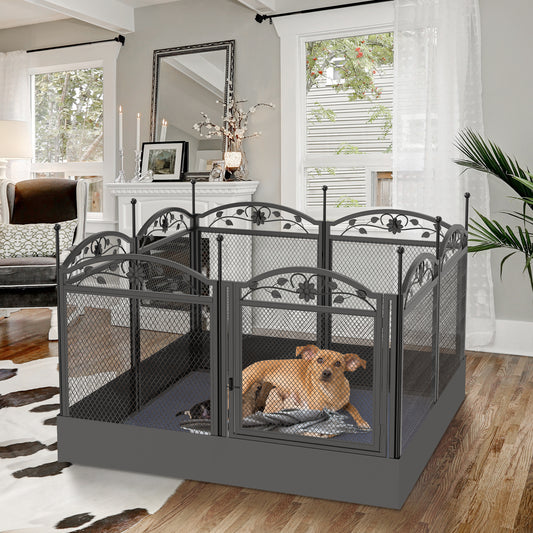dog pet fence, pet cage Heavy duty dog playpen in 8 panels, easy to connect together. It keeps some freedom for dogs to move around, play or whelp safely in. You can buy two and make an even bigger space, or three, or four, or as many as you need for your dogs. 