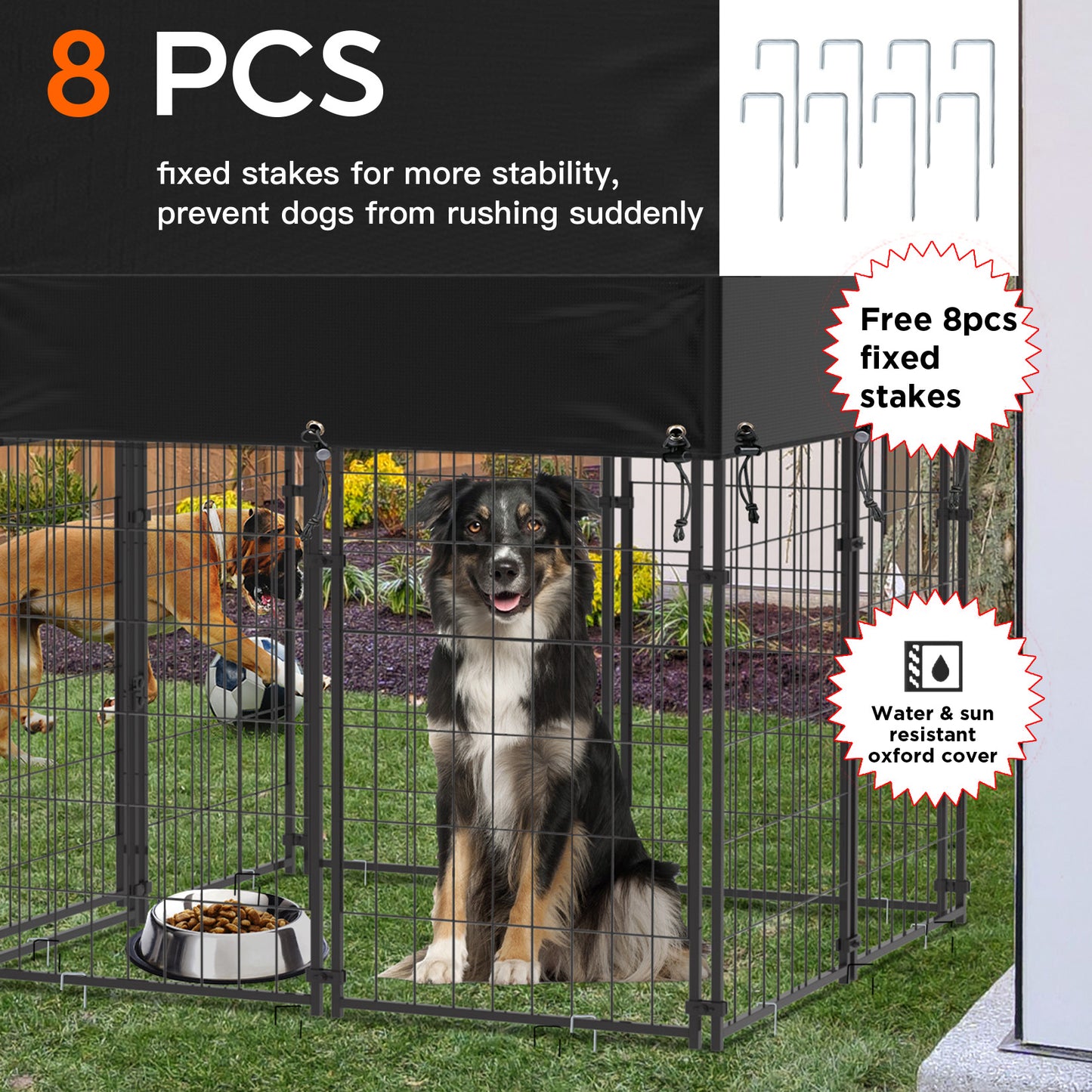 Heavy Duty Dog Kennel Pet Cage Outdoor Crate with Cover  XS S L