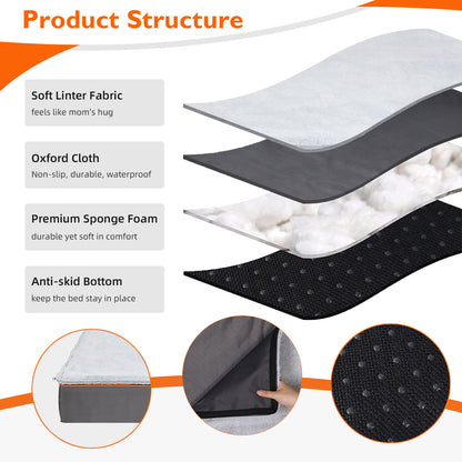 Large Jumbo Soft Orthopedic Dog Bed Pet Kennel Pillow Bed w/ Washable Cover