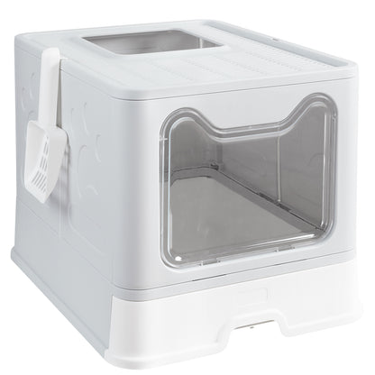 Large Enclosed Cat Litter Box with Scoop Drawer Portable Foldable Litter Boxes Furniture for Cats Indoors Kittens