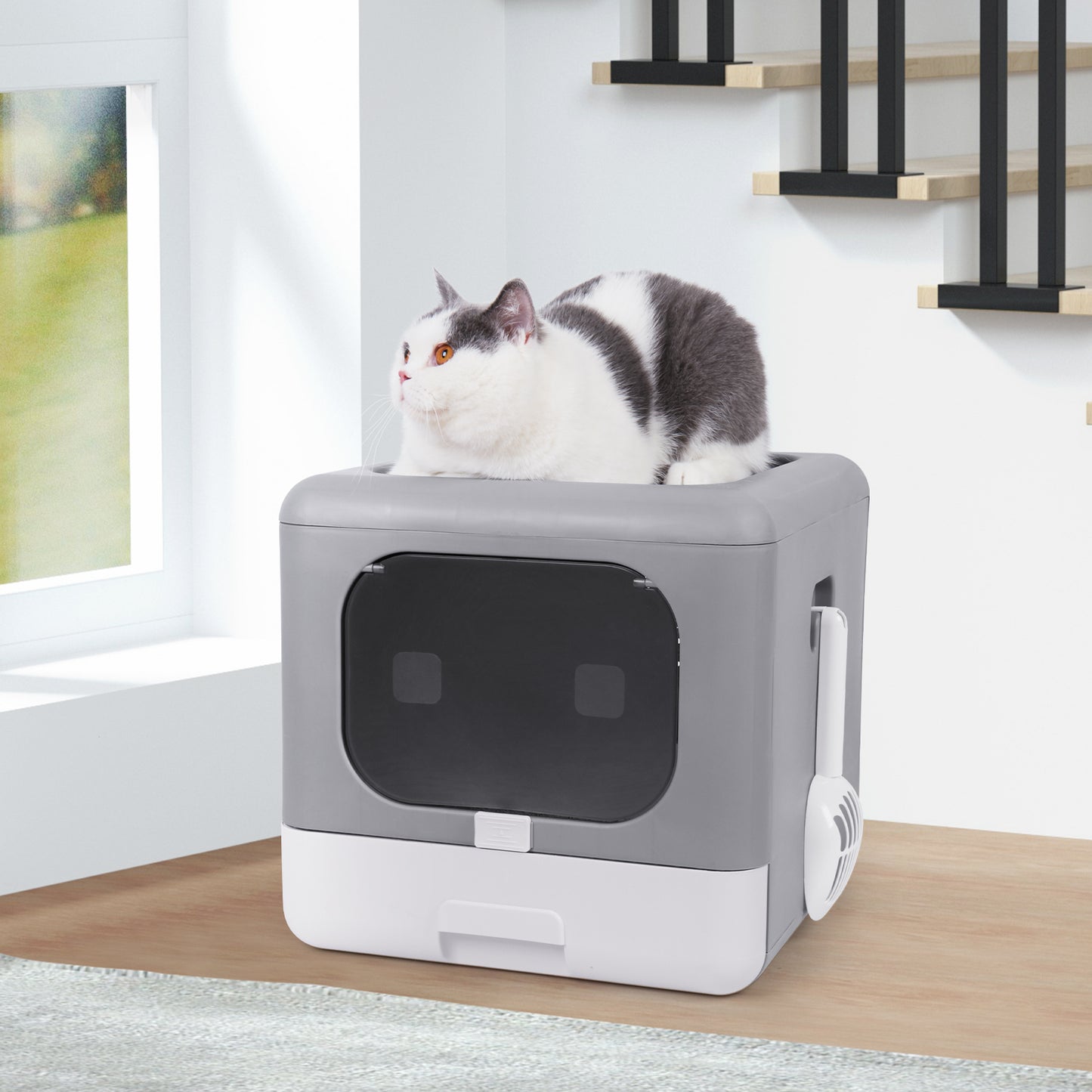 Bingopaw Extra Large Cat Litter Box Fully Enclosed Splash-Proof and Leak-Proof