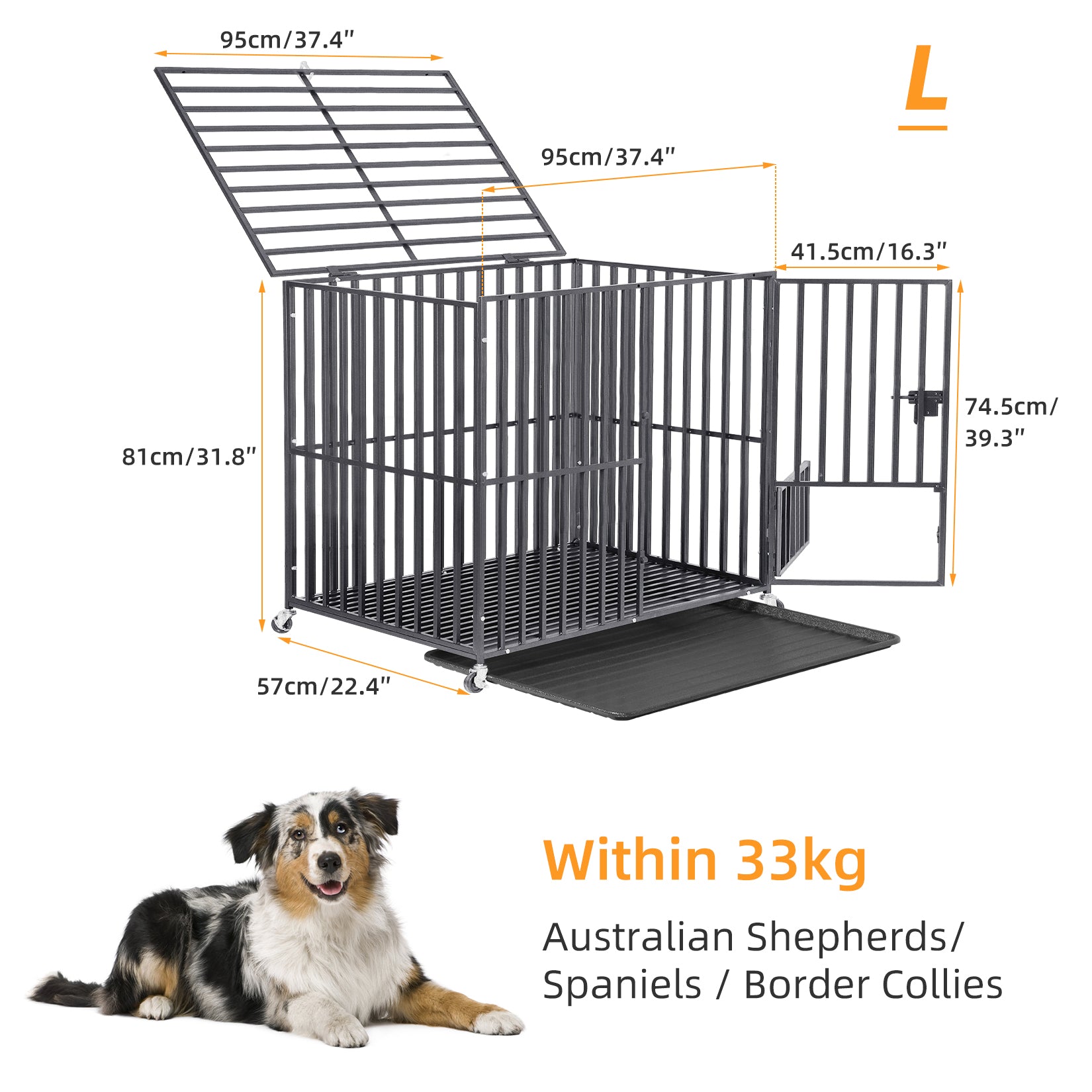Heavy Duty Dog Cage Pet Dog Crate L Size
