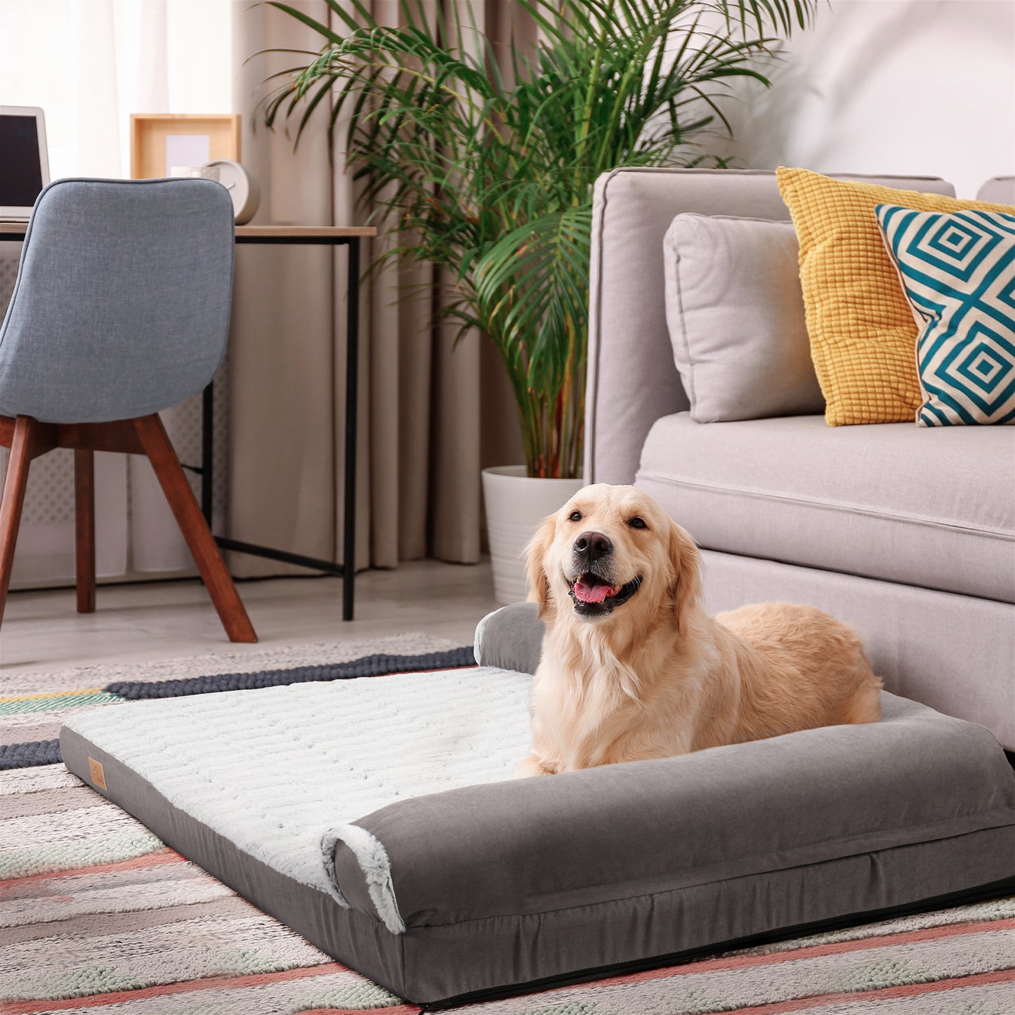Orthopedic Sponge Pet Bed Warm Faux Fur Sofa Bed with Removable Cover