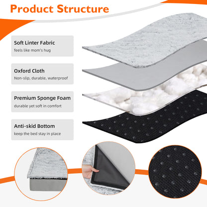 Large Rectangle Orthopedic Dog Pet Bed Supportive Sponge Foam Washable Cover
