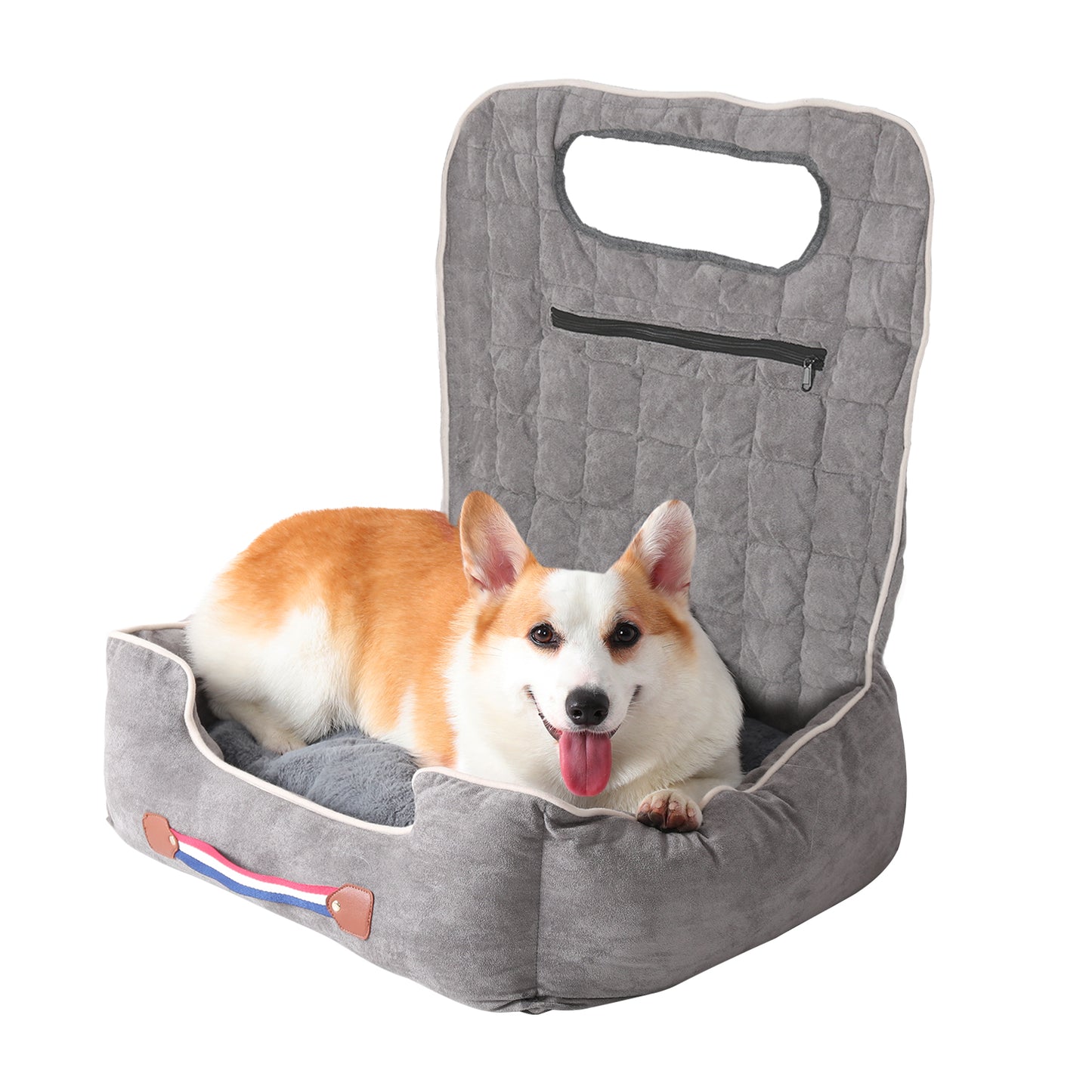 Soft Dog Car Seat Safe Anti-Slip Travel Portable Dog Booster with Pockets