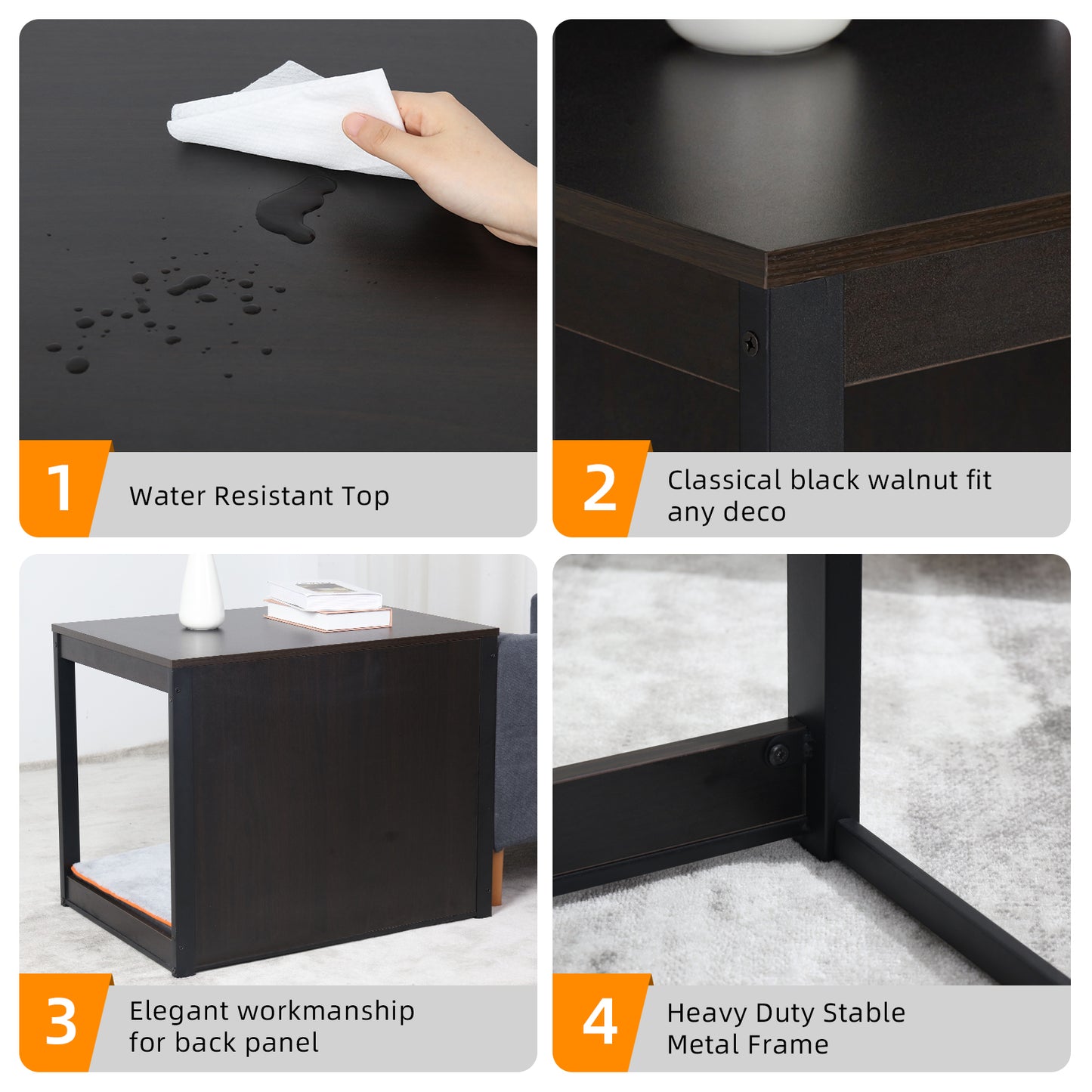 Modern End Table Nightstand with Sponge Foam Bed Open Space