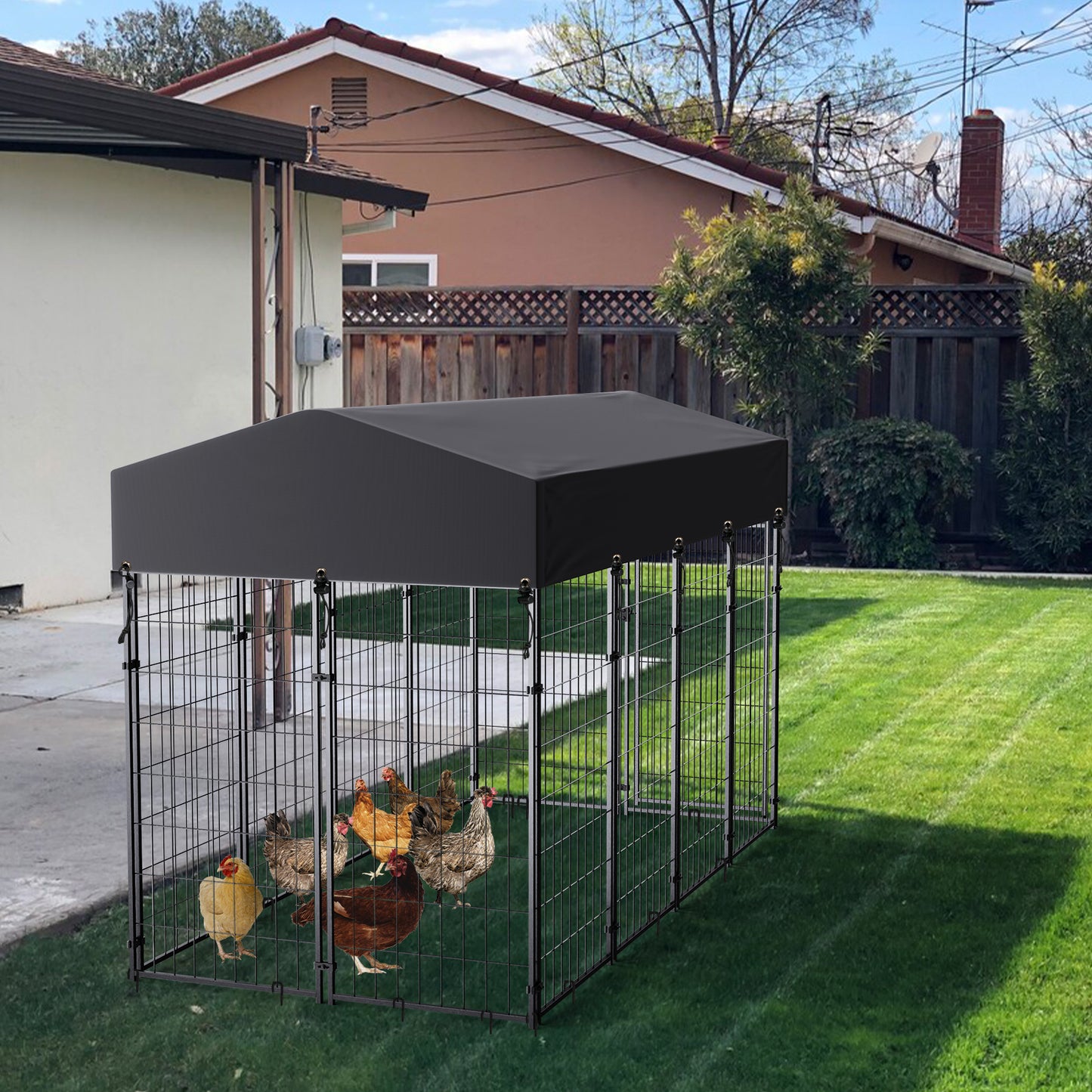 Heavy Duty Dog Kennel Pet Cage Outdoor Crate with Cover  XS S L