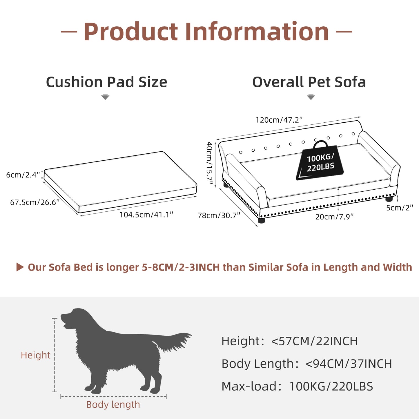 Pet Sofa Bed Pet Snuggle Lounge with Removable Cushion for Kittens Puppies
