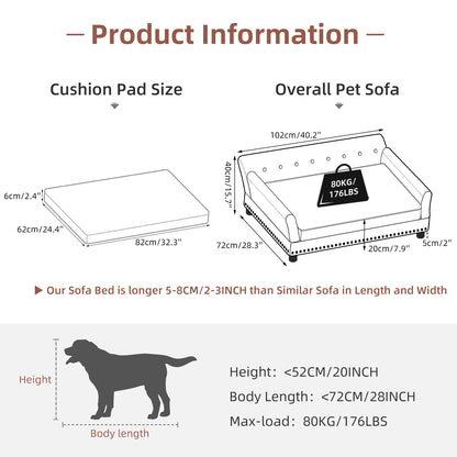 Pet Sofa Bed Pet Snuggle Lounge with Removable Cushion for Kittens Puppies