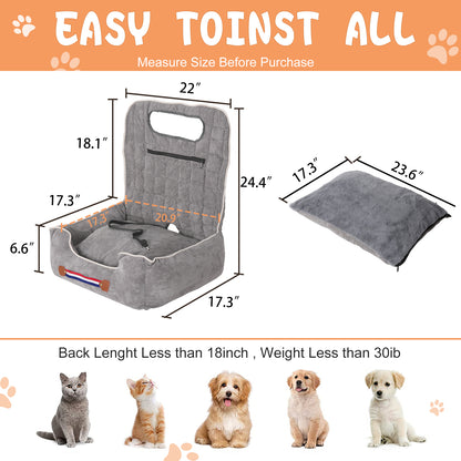 Soft Dog Car Seat Safe Anti-Slip Travel Portable Dog Booster with Pockets