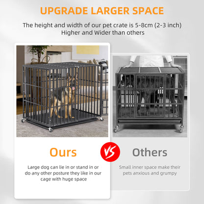 37” 42” 46” Heavy Duty Dog Cage Pet Dog Crate w/ 3 Doors Kennel