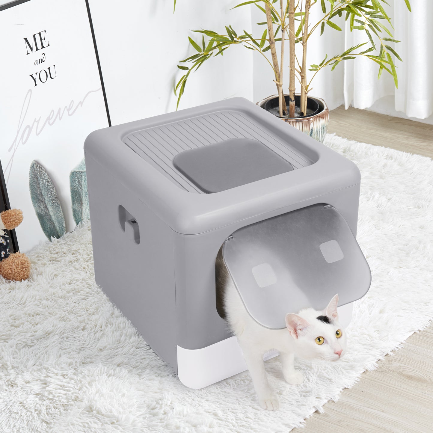 Bingopaw Extra Large Cat Litter Box Fully Enclosed Splash-Proof and Leak-Proof