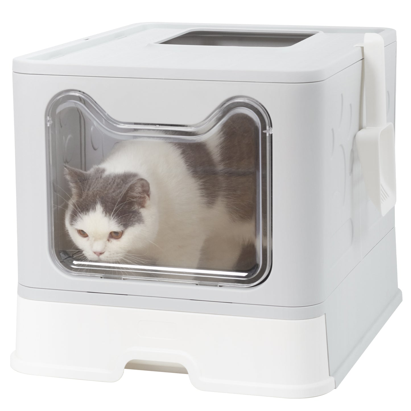 Large Enclosed Cat Litter Box with Scoop Drawer Portable Foldable Litter Boxes Furniture for Cats Indoors Kittens