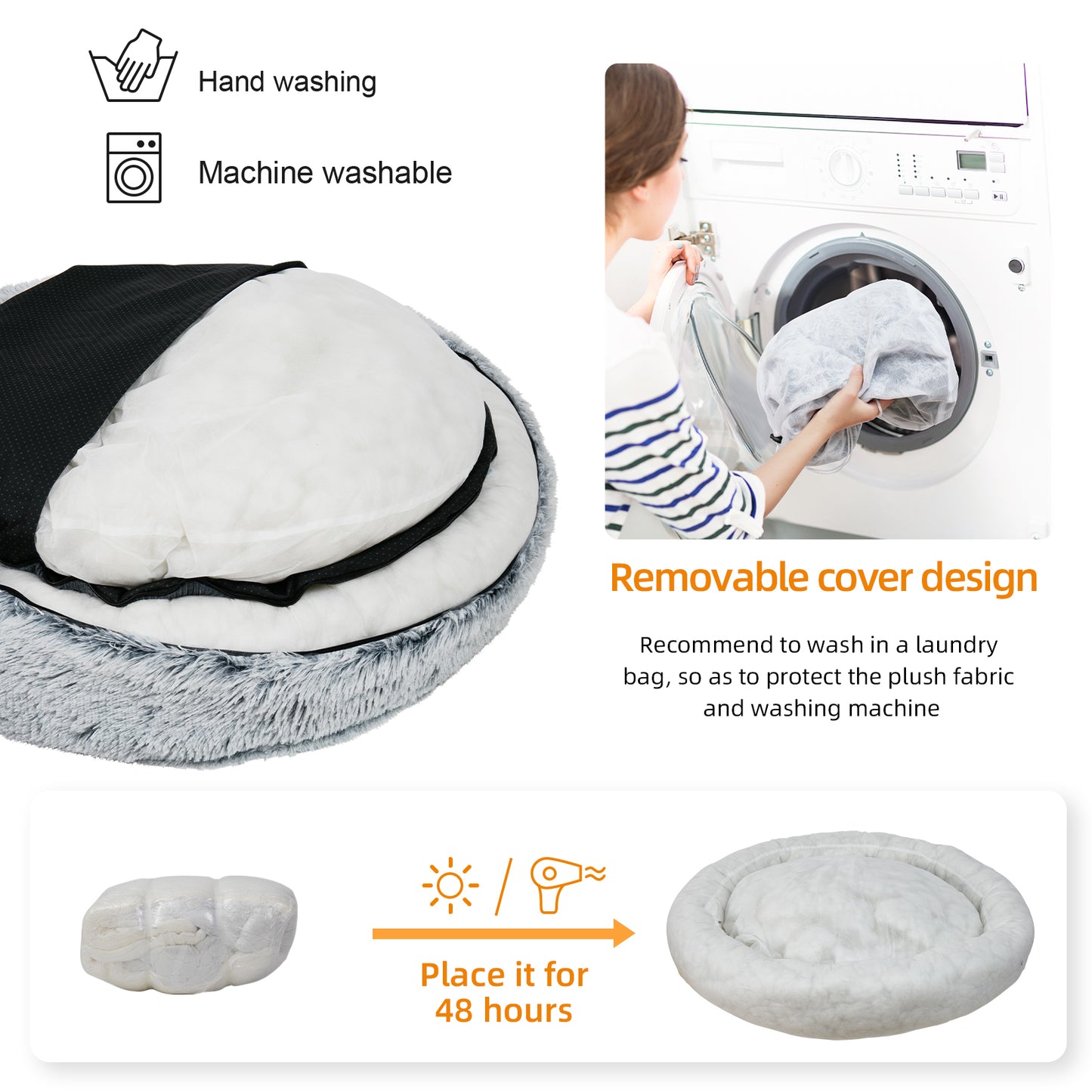 Round Dog Bedding Pet Cat Warm Comfortable Fluffy Cuddler Calming Nesting Bed