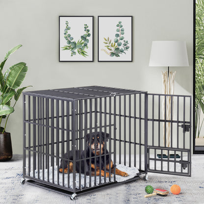 37” 42” 46” Heavy Duty Dog Cage Pet Dog Crate w/ 3 Doors Kennel