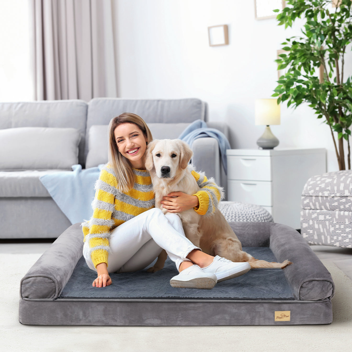 Large Orthopedic Sofa Dog Bed Pet Couch with Washable Cover BingoPaw