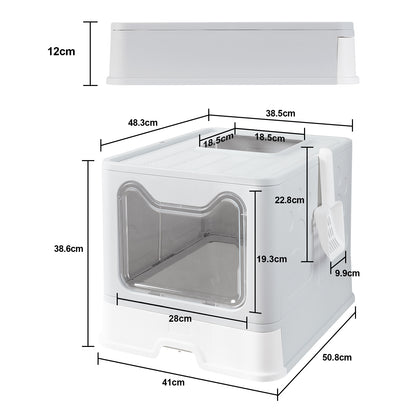 Large Enclosed Cat Litter Box with Scoop Drawer Portable Foldable Litter Boxes Furniture for Cats Indoors Kittens