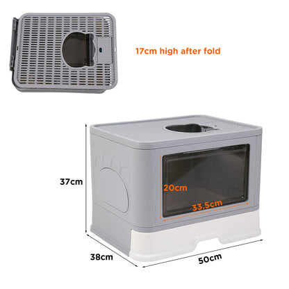Enclosed Cat Litter Box Front Entry & Top Exit Toilet Boxes Litter Tray Drawer With Massager Litter Scoop for Kittens, Detachable Design