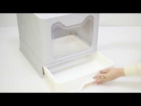Large Enclosed Cat Litter Box with Scoop Drawer Portable Foldable Litter Boxes Furniture for Cats Indoors Kittens
