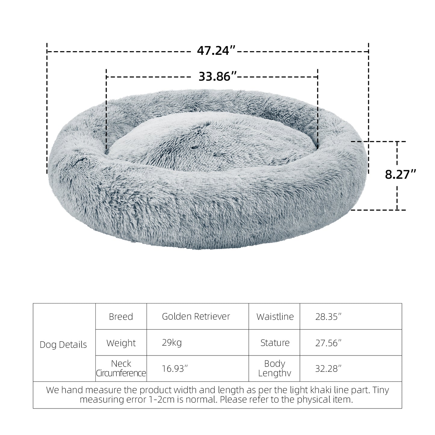 Round Dog Bedding Pet Cat Warm Comfortable Fluffy Cuddler Calming Nesting Bed