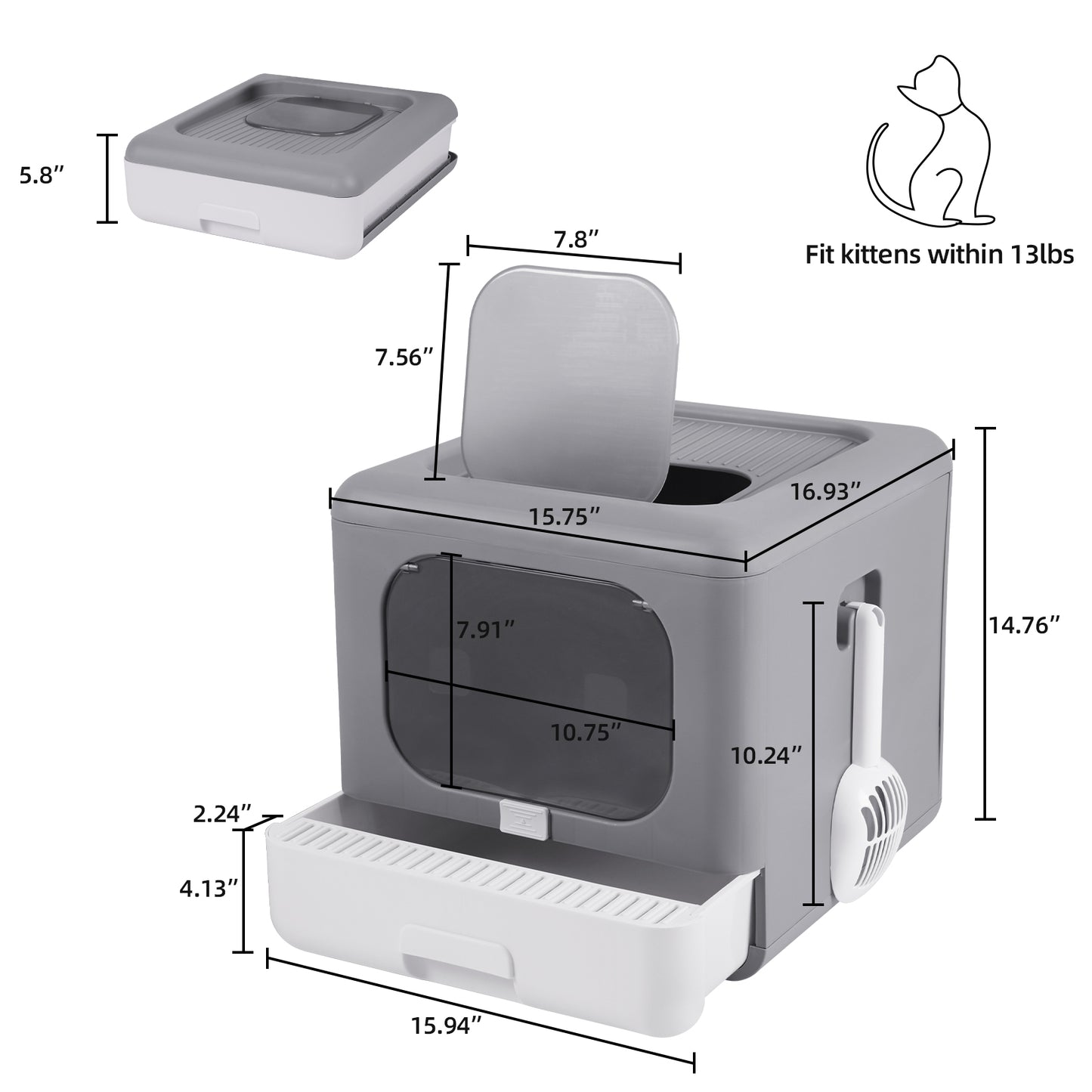 Bingopaw Extra Large Cat Litter Box Fully Enclosed Splash-Proof and Leak-Proof